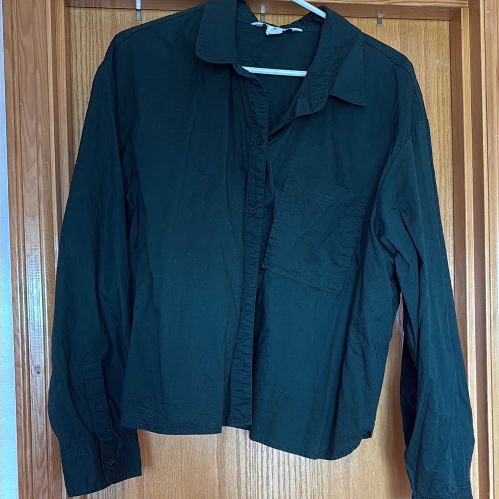 Old Navy Dark Green Cropped Shirt